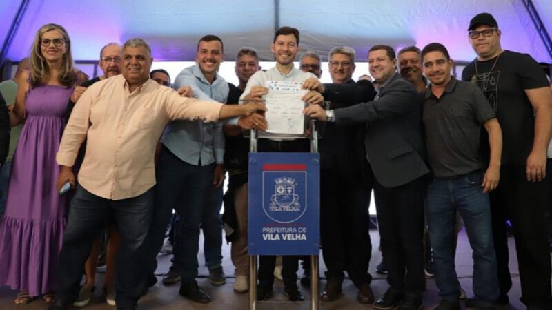 Ordem de serviço é assinada por Arnaldinho Borgo para o início das obras da Unidade de Saúde no bairro Rio Marinho, Vila Velha