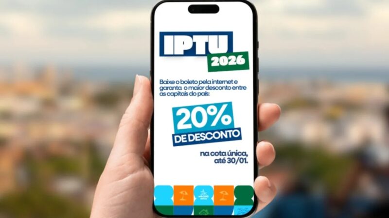 IPTU 2026 tem opção de pagamento em cota única com desconto