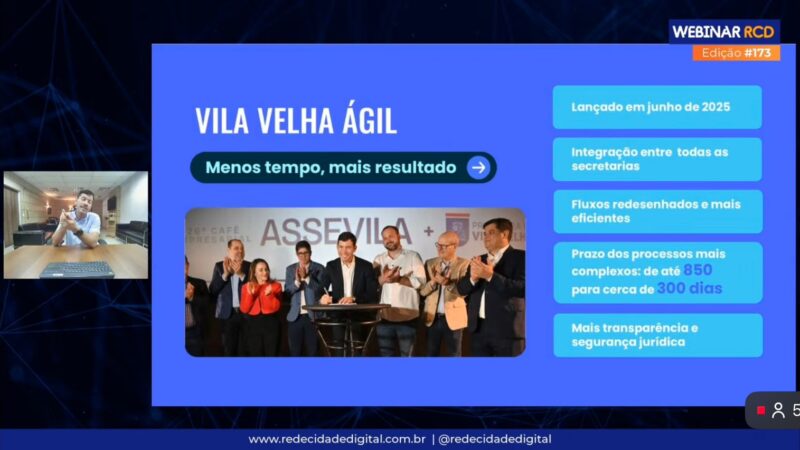Vila Velha destaca transformação digital em webinar da Rede Cidade Digital