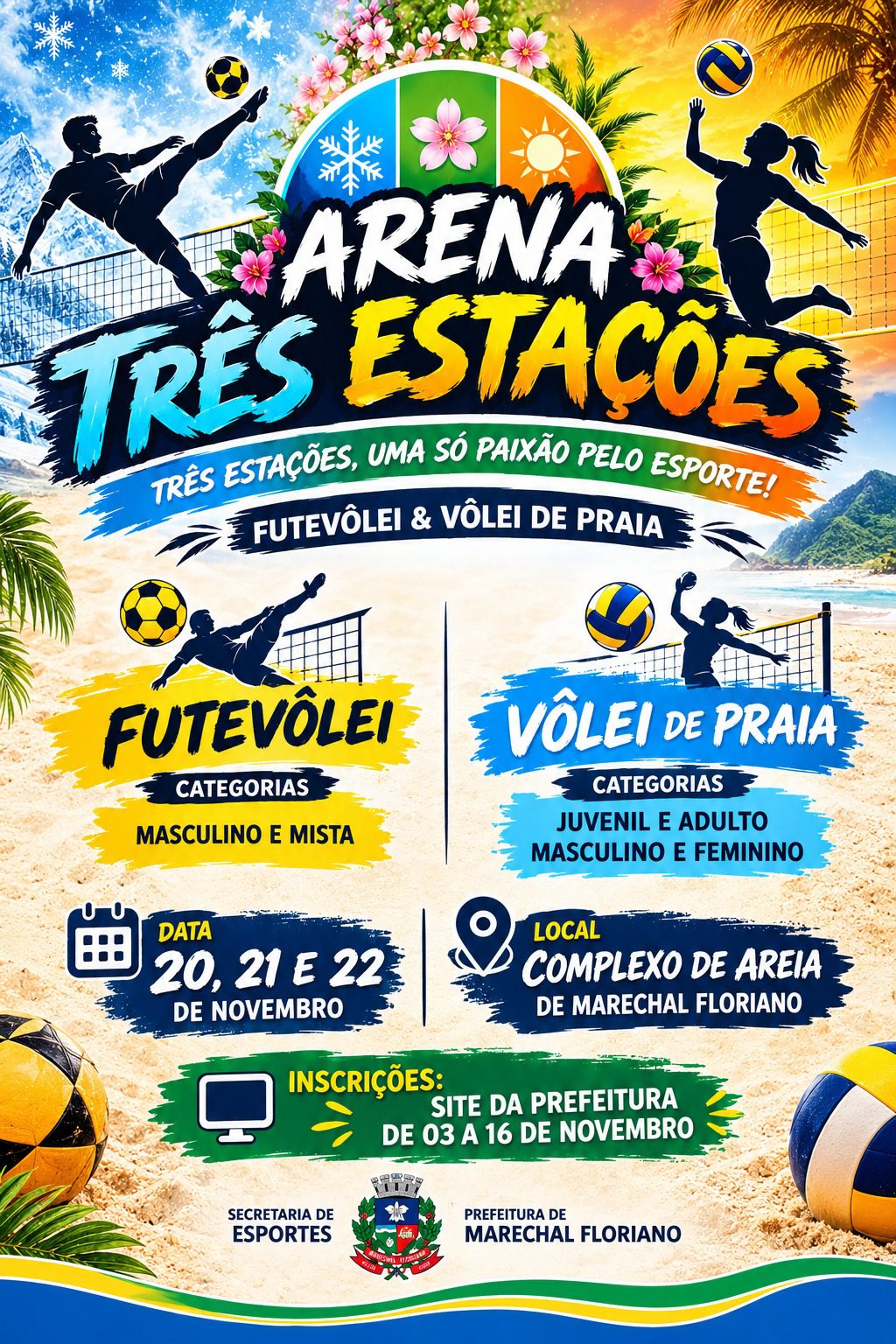 Arena Três Estações promete movimentar Marechal Floriano com competições de futevôlei e vôlei de praia