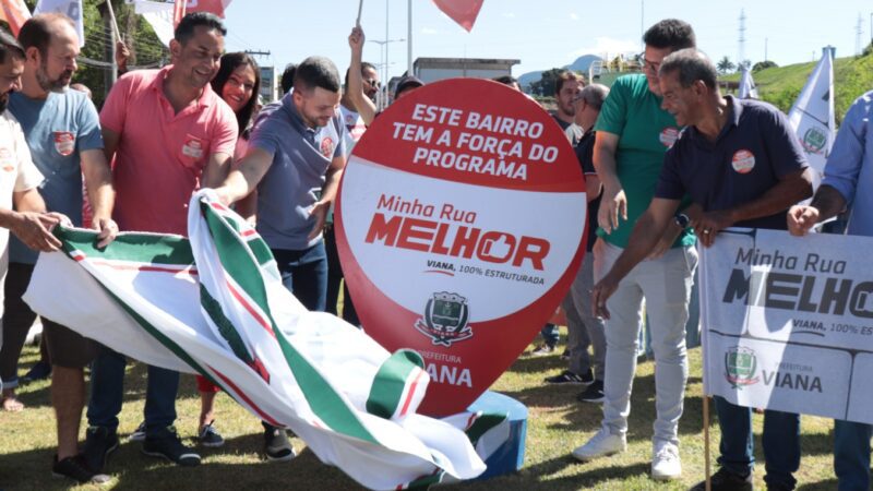 Moradores de Viana comemoram entregas de obras durante a maratona de inaugurações do Minha Rua Melhor