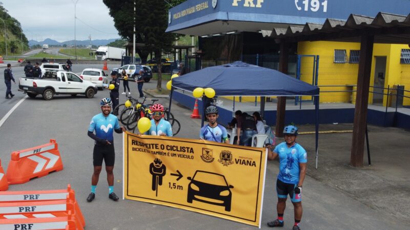 Guarda Municipal de Viana e Polícia Rodoviária realizam ação de conscientização para segurança do ciclista no trânsito