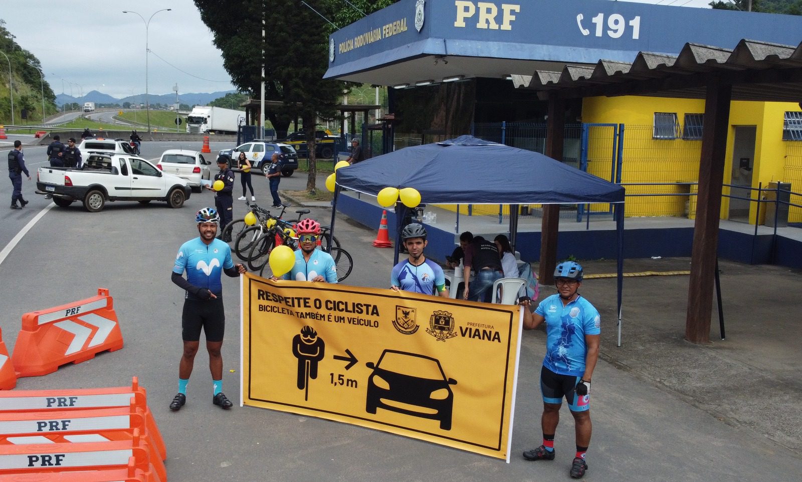 Guarda Municipal de Viana e Polícia Rodoviária realizam ação de conscientização para segurança do ciclista no trânsito