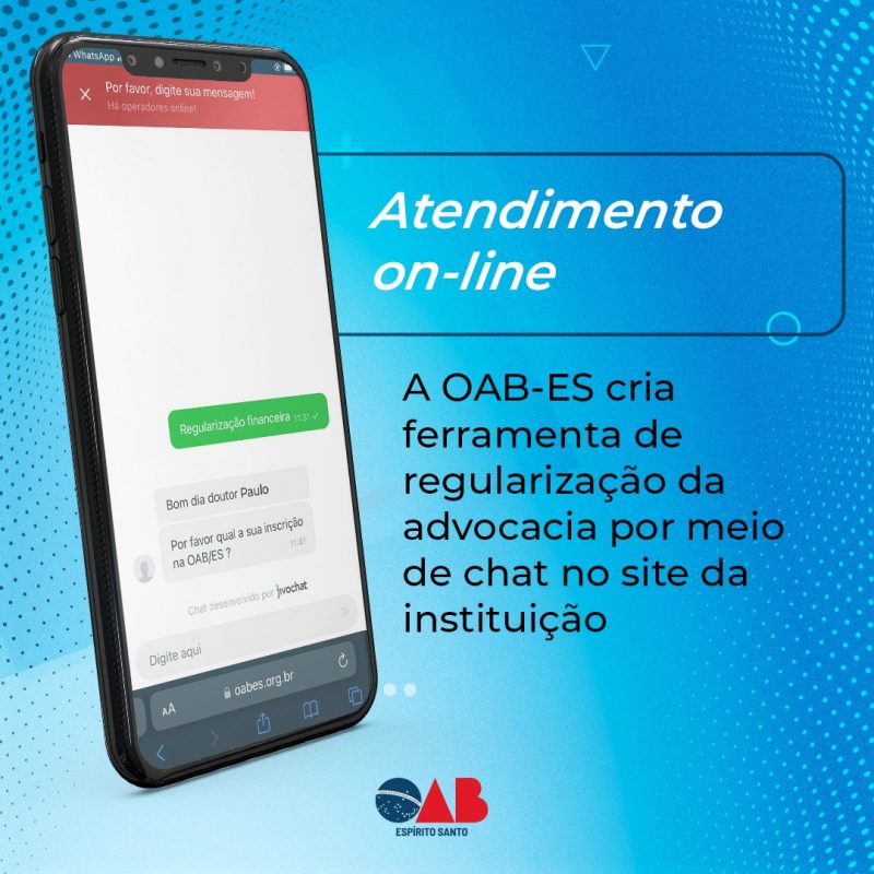 OAB-ES Lança ferramenta de regularização da advocacia através de chat no site da instituição